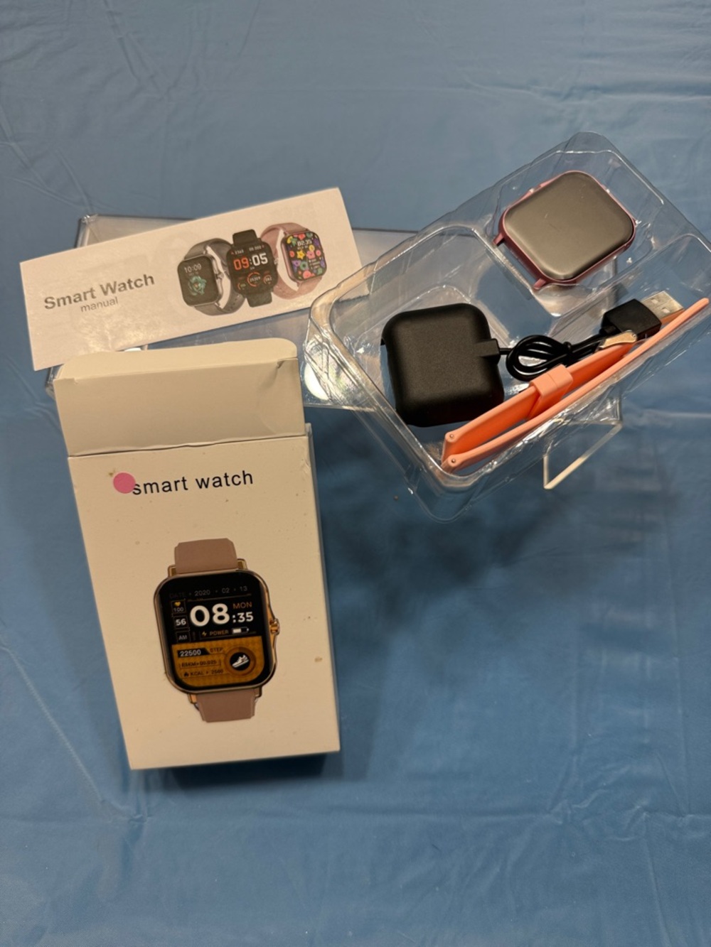 Pink Smart Watch with Touchscreen - Fitness & Notifications never been used